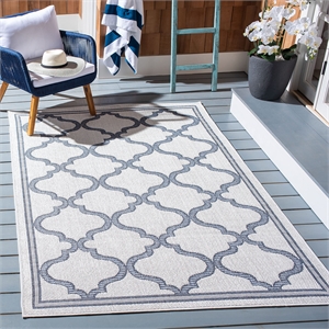 Pemberly Row Polypropylene 4' x 6' Rug in Ivory and Charcoal