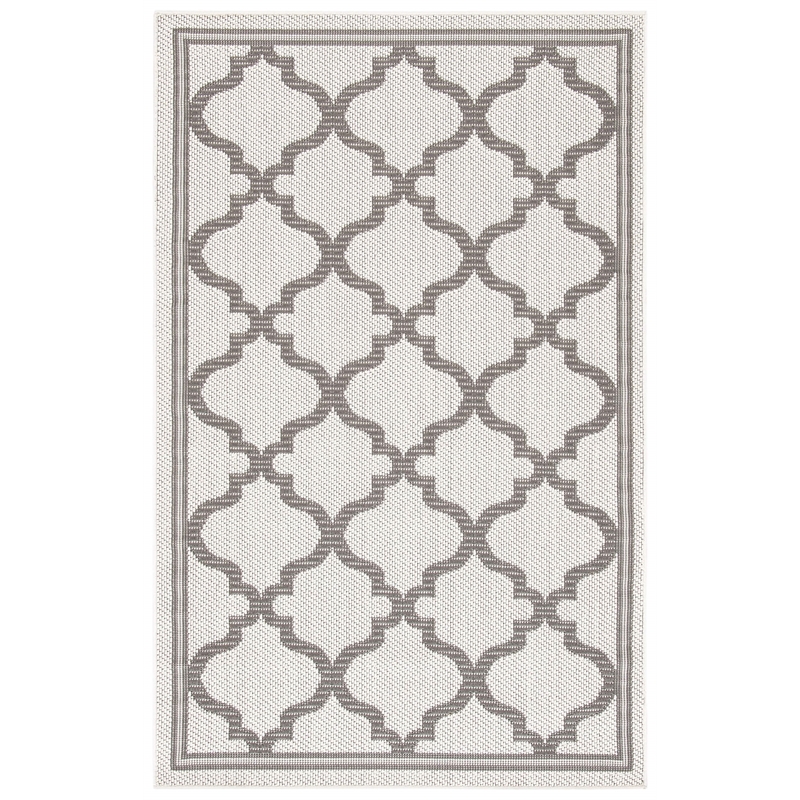 Pemberly Row Contemporary Polypropylene 4' x 6' Rug in Ivory and Gray