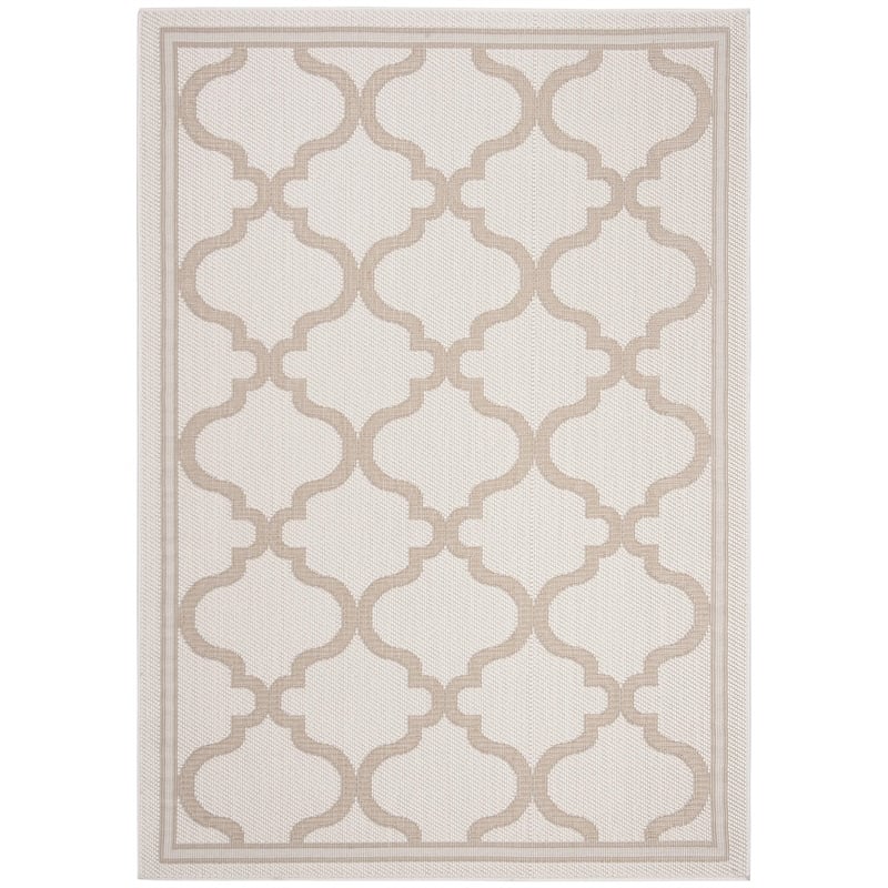 Pemberly Row Contemporary Polypropylene 4' x 6' Rug in Ivory and Beige