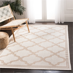 Pemberly Row Polypropylene 5'3&quot x 7'6&quot Rug in Ivory and Beige