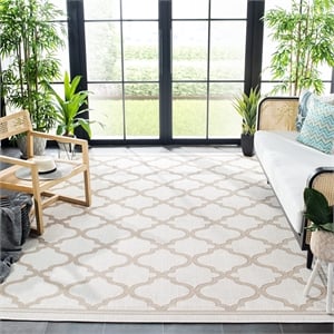 Pemberly Row Contemporary Polypropylene 9' x 12' Rug in Ivory and Beige