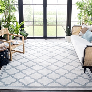 Pemberly Row Polypropylene 8' x 10' Rug in Ivory and Light Blue