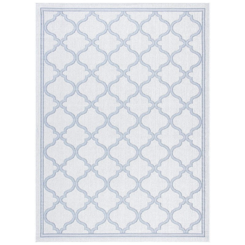 Pemberly Row Polypropylene 8' x 10' Rug in Ivory and Light Blue
