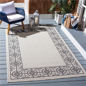 Pemberly Row Polypropylene 4' x 6' Rug in Ivory and Charcoal