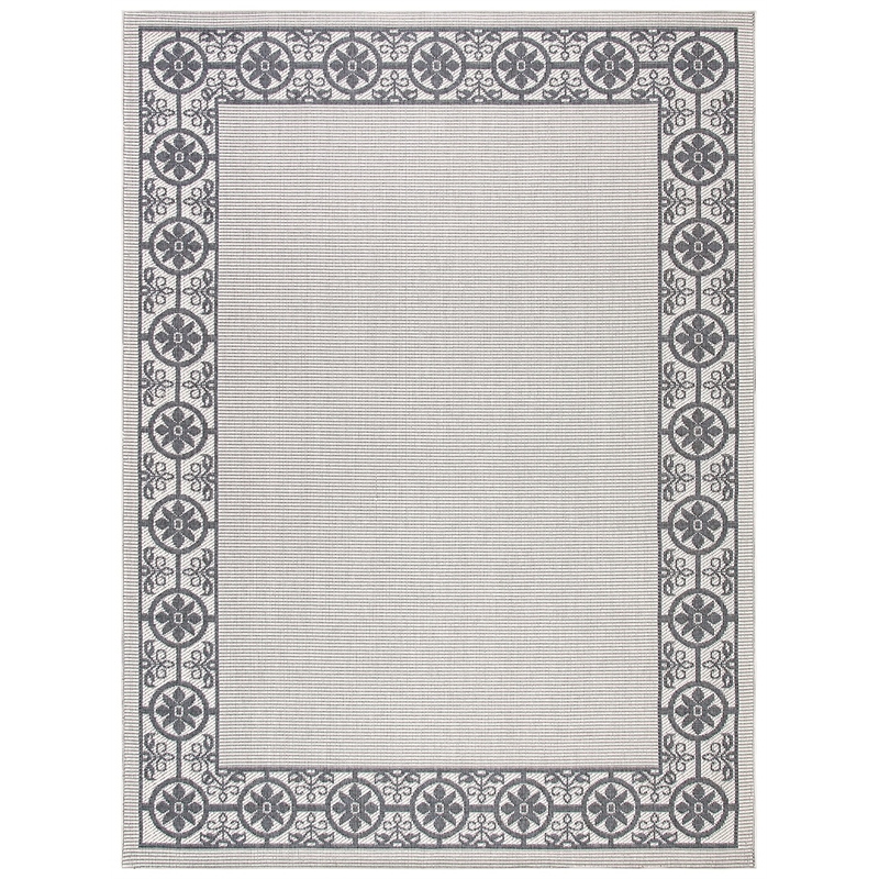 Pemberly Row Polypropylene 9' x 12' Rug in Ivory and Charcoal
