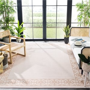 Pemberly Row Contemporary Polypropylene 9' x 12' Rug in Ivory and Beige