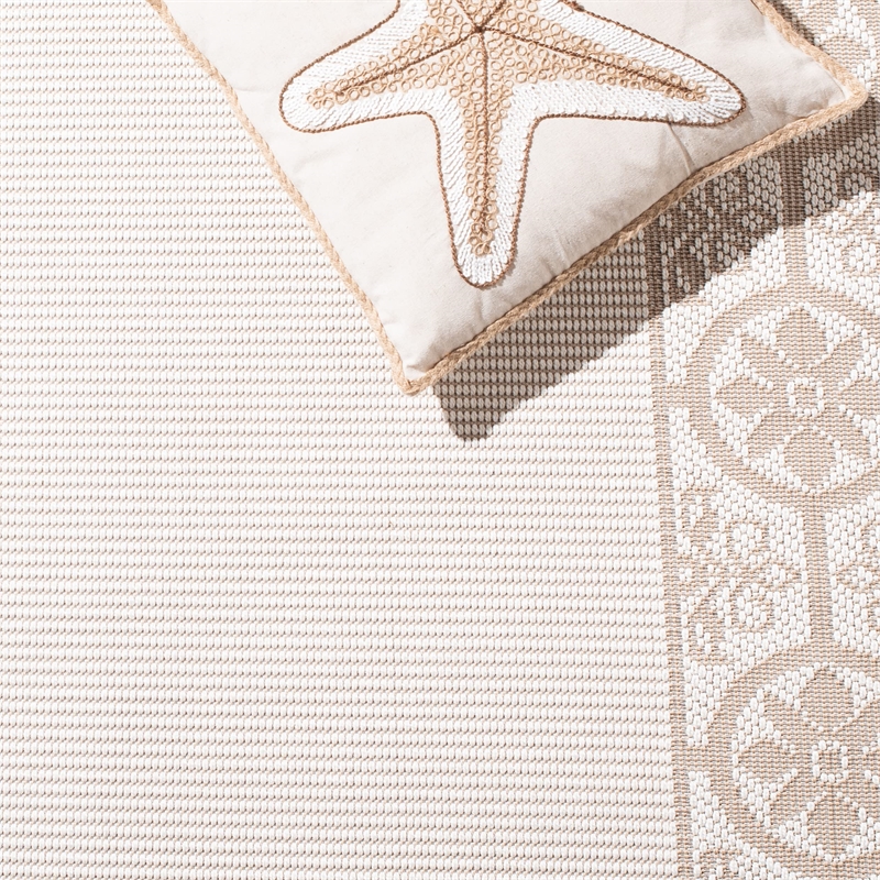 Pemberly Row Contemporary Polypropylene 9' x 12' Rug in Ivory and Beige