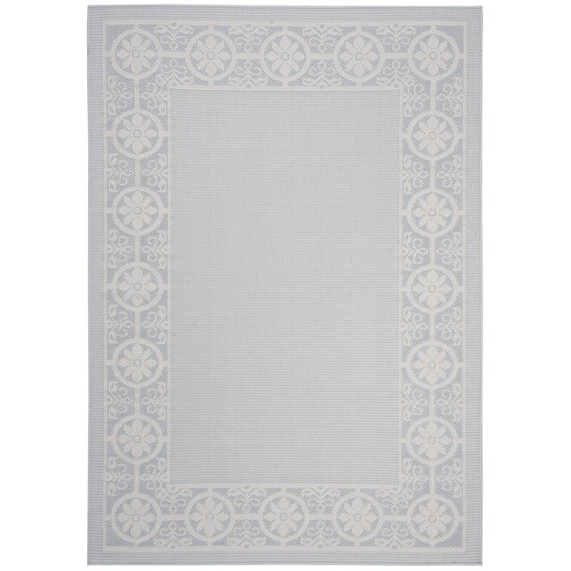 Pemberly Row Polypropylene 4' x 6' Rug in Light Blue and Ivory