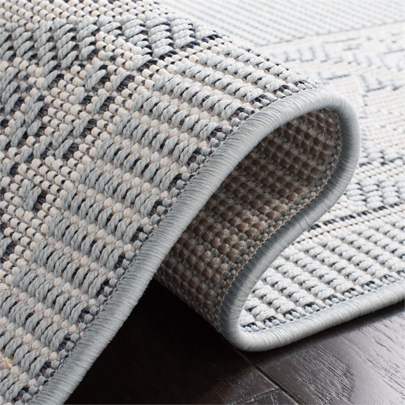 Pemberly Row Polypropylene 4' x 6' Rug in Light Blue and Ivory