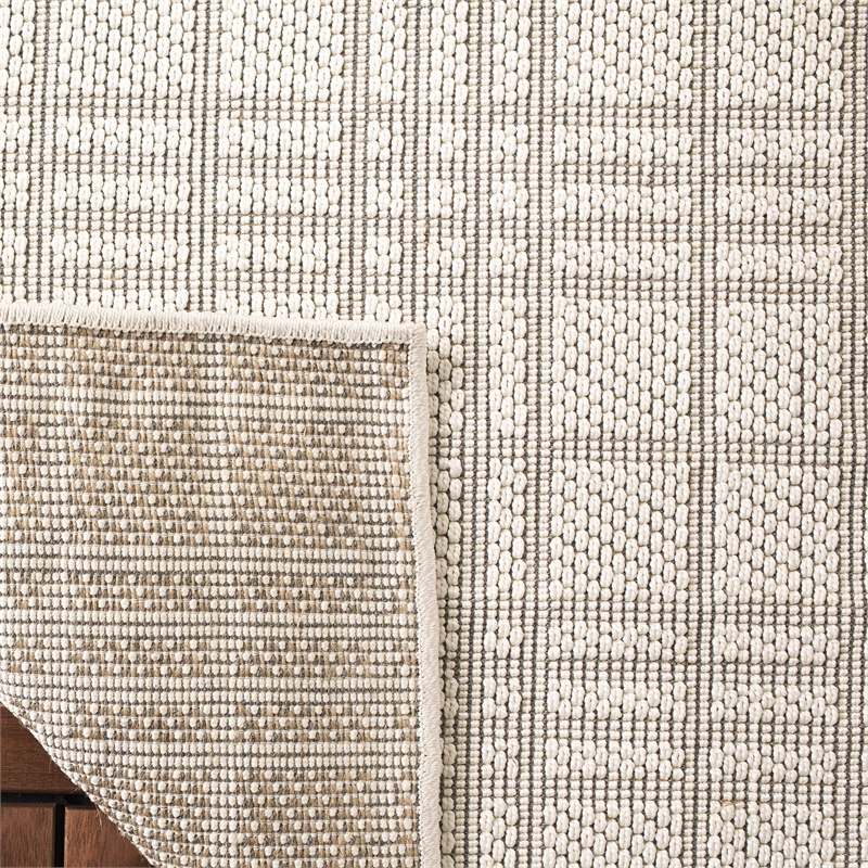 Pemberly Row Polypropylene 9' x 12' Rug in Ivory and Light Gray