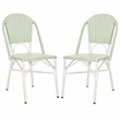 Pemberly Row Coastal Aluminum Bistro Chairs in Green & White Finish