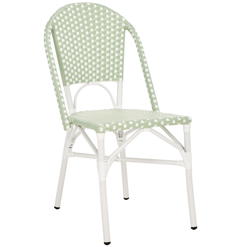 Pemberly Row Coastal Aluminum Bistro Chairs in Green & White Finish