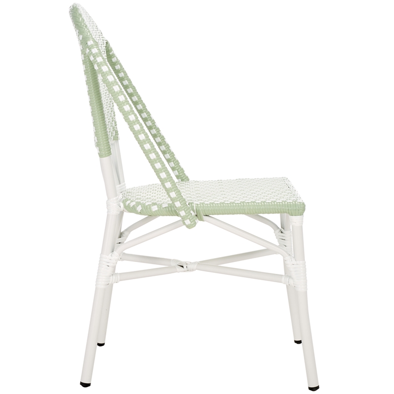 Pemberly Row Coastal Aluminum Bistro Chairs in Green & White Finish