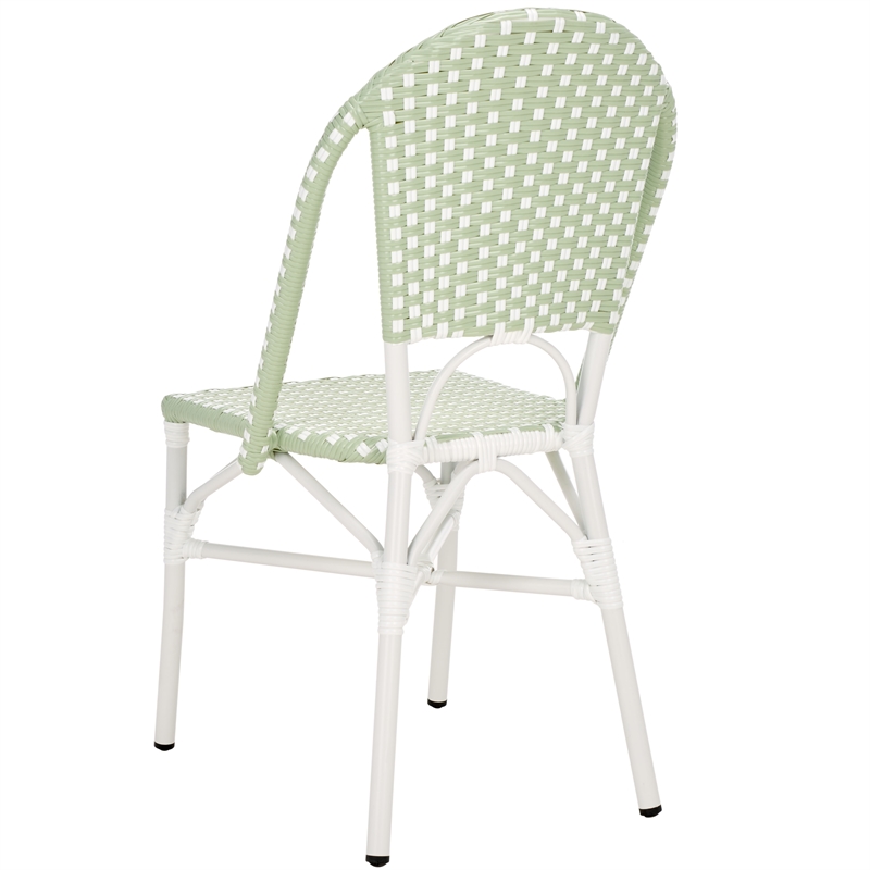 Pemberly Row Coastal Aluminum Bistro Chairs in Green & White Finish