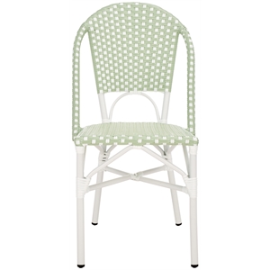 Pemberly Row Coastal Aluminum Bistro Chairs in Green & White Finish