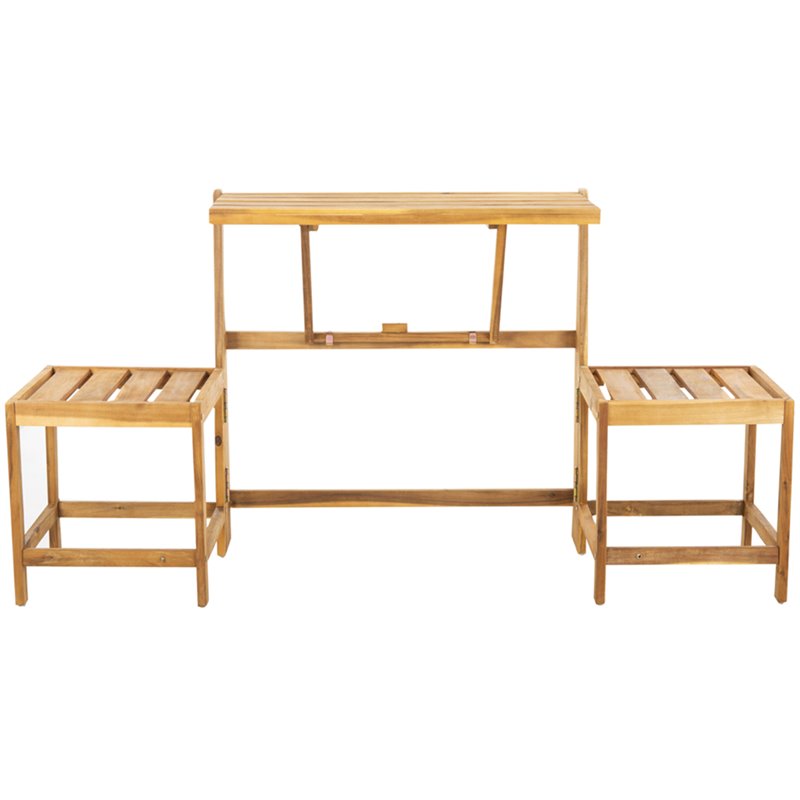 Pemberly Row Contemporary Convertible Patio Bench in Natural