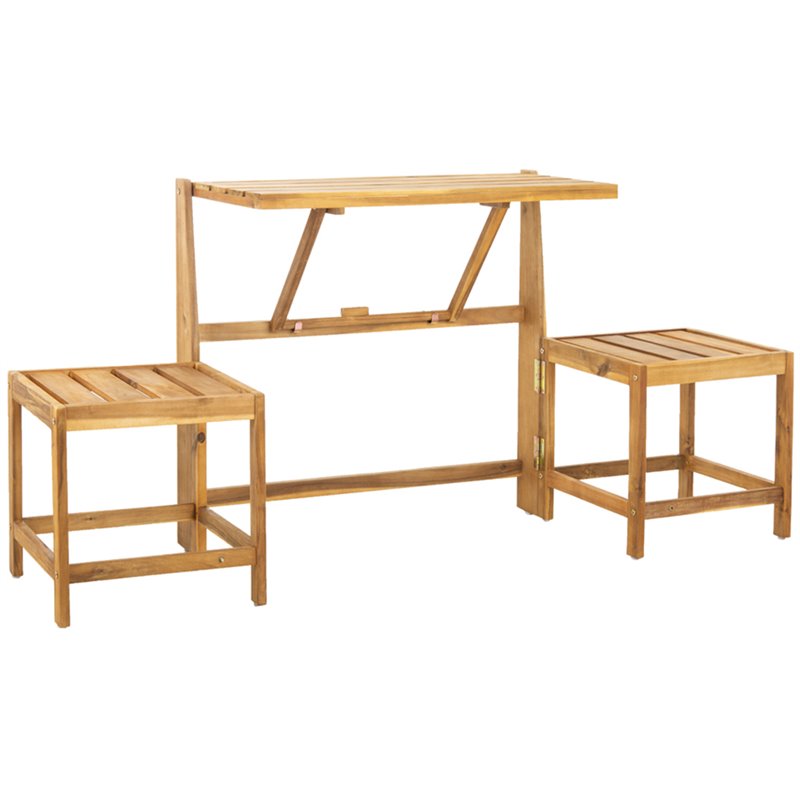 Pemberly Row Contemporary Convertible Patio Bench in Natural