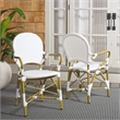 Pemberly Row Coastal Wood and Metal Arm Chair in White Finish