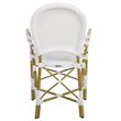 Pemberly Row Coastal Wood and Metal Arm Chair in White Finish