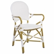 Pemberly Row Coastal Wood and Metal Arm Chair in White Finish