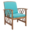 Pemberly Row Coastal Wood 4Pc Outdoor Set in Natural & Aqua Finish