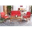 Pemberly Row Transitional Wood 4Pc Outdoor Set in Natural / Red