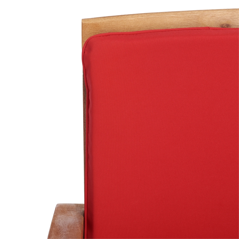 Pemberly Row Transitional Wood 4Pc Outdoor Set in Natural / Red