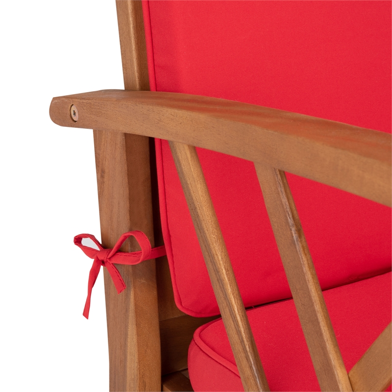 Pemberly Row Transitional Wood 4Pc Outdoor Set in Natural / Red