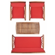 Pemberly Row Transitional Wood 4Pc Outdoor Set in Natural / Red