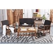 Pemberly Row Transitional Wood 4Pc Outdoor Set in Natural / Black
