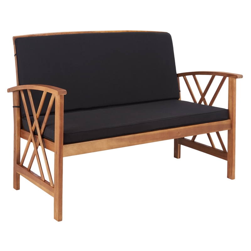 Pemberly Row Transitional Wood 4Pc Outdoor Set in Natural / Black