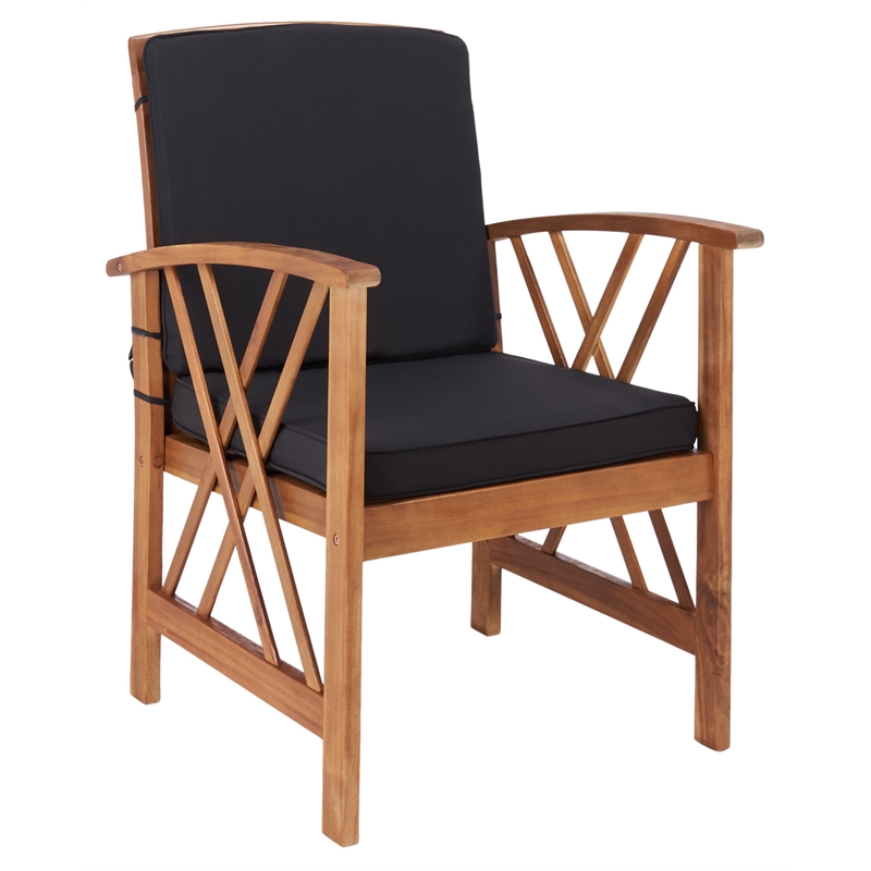 Pemberly Row Transitional Wood 4Pc Outdoor Set in Natural / Black