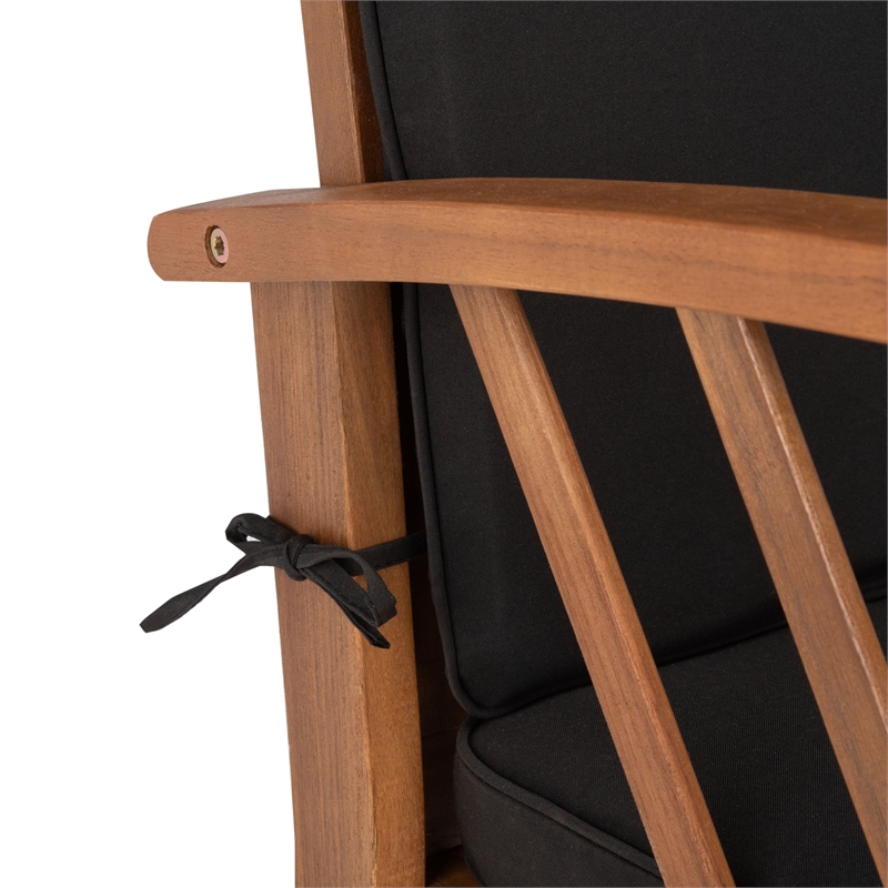 Pemberly Row Transitional Wood 4Pc Outdoor Set in Natural / Black