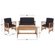 Pemberly Row Transitional Wood 4Pc Outdoor Set in Natural / Black