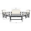 Pemberly Row Transitional Wood 4Pc Outdoor Set in Black / Beige