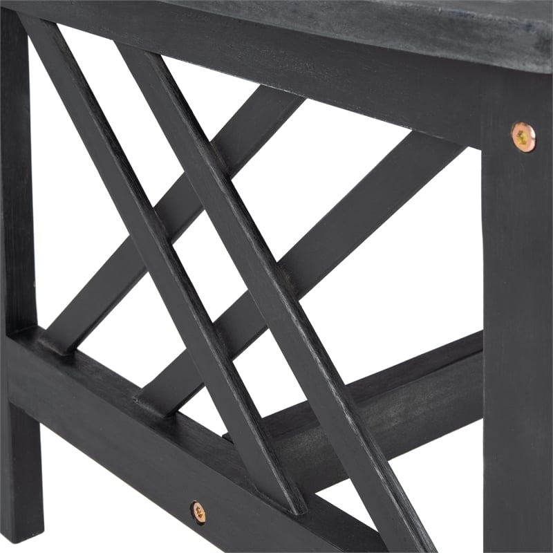 Pemberly Row Transitional Wood 4Pc Outdoor Set in Black / Beige