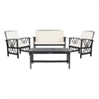 Pemberly Row Transitional Wood 4Pc Outdoor Set in Black / Beige