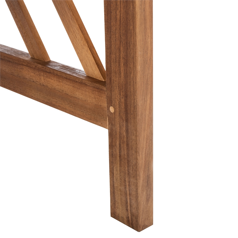 Pemberly Row Wood 4 Pc Outdoor Set in Natural / Beige / Navy / White