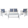 Pemberly Row Transitional Wood 4Pc Outdoor Set in Gray / Beige