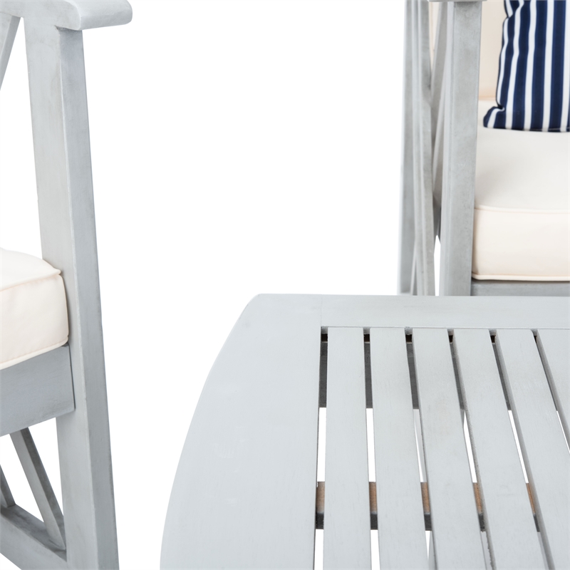 Pemberly Row Transitional Wood 4Pc Outdoor Set in Gray / Beige