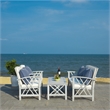 Pemberly Row Transitional Wood 4Pc Outdoor Set in Gray / Beige