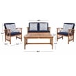 Pemberly Row Transitional Wood 4Pc Outdoor Set in Natural / Navy