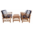 Pemberly Row Transitional Wood 4Pc Outdoor Set in Natural / Navy