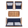 Pemberly Row Transitional Wood 4Pc Outdoor Set in Natural / Navy