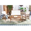 Pemberly Row Transitional Wood 4 Piece Outdoor Set in Natural / Beige
