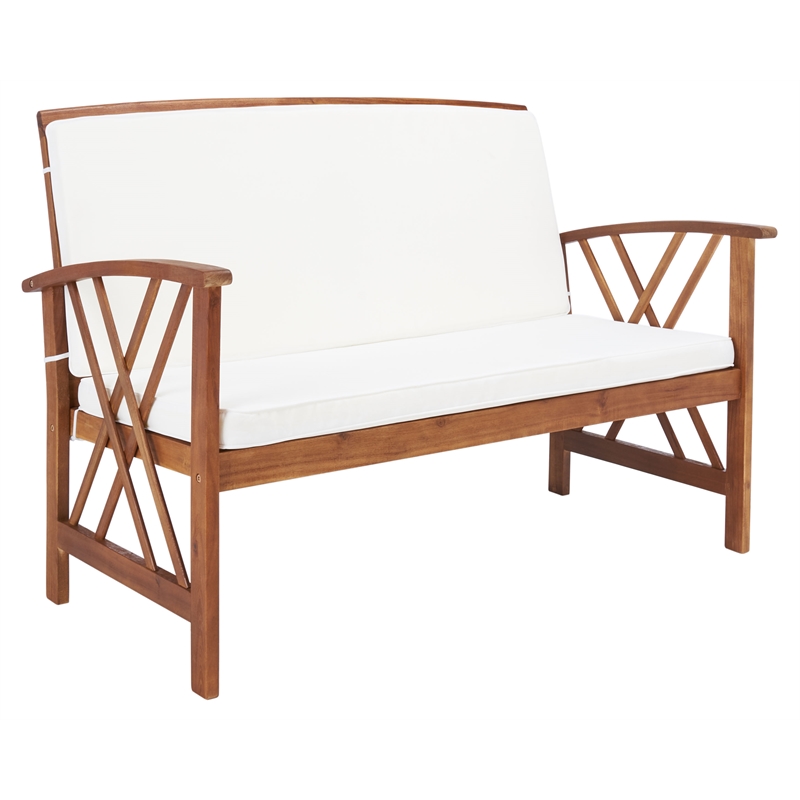 Pemberly Row Transitional Wood 4 Piece Outdoor Set in Natural / Beige