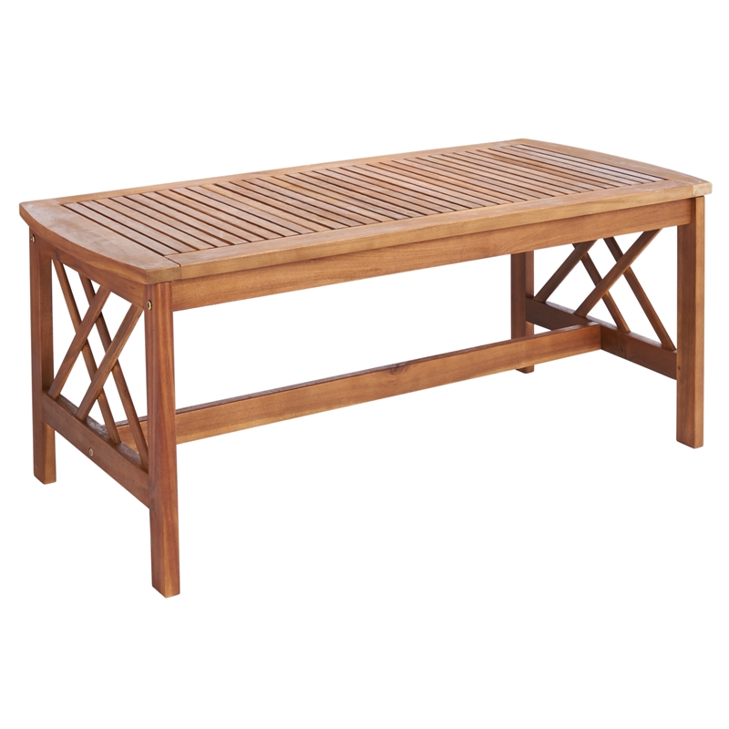 Pemberly Row Transitional Wood 4 Piece Outdoor Set in Natural / Beige