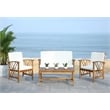 Pemberly Row Transitional Wood 4 Piece Outdoor Set in Natural / Beige
