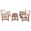 Pemberly Row Transitional Wood 4 Piece Outdoor Set in Natural / Beige