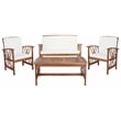 Pemberly Row Transitional Wood 4 Piece Outdoor Set in Natural / Beige